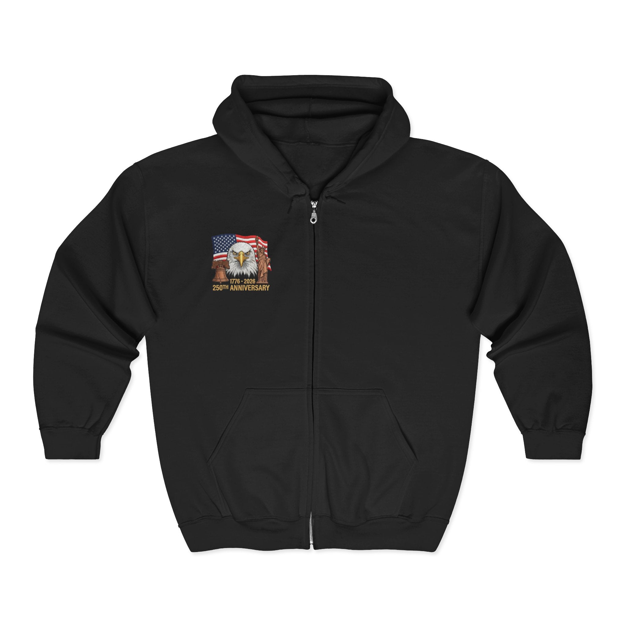250th Anniversary Eagle Flag Full-Zip Hoodie – 1776–2026 Patriotic Zip-Up
